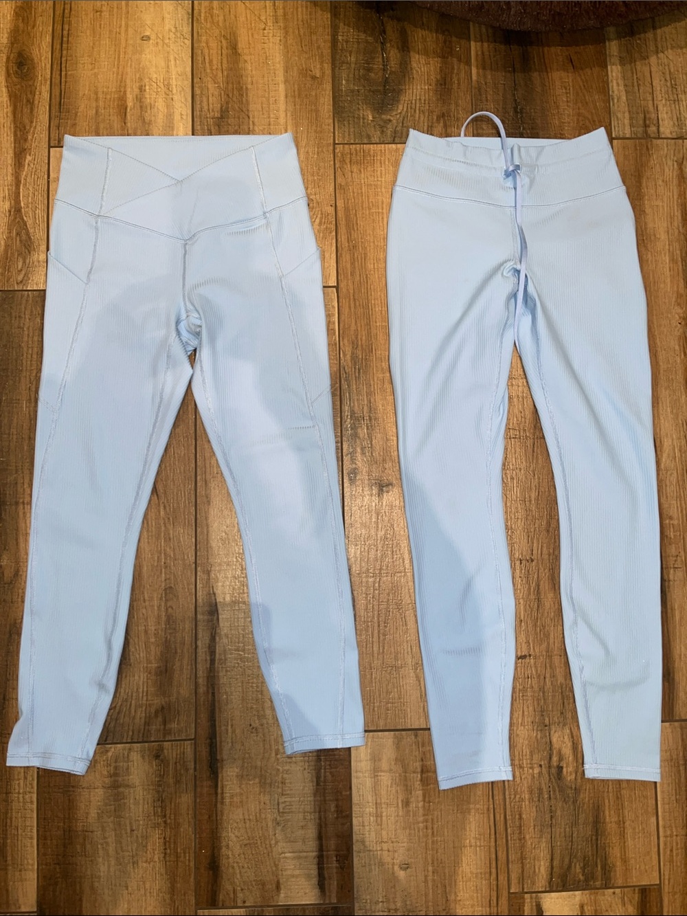 Fabletics Light Blue Ribbed Leggings-Select 1